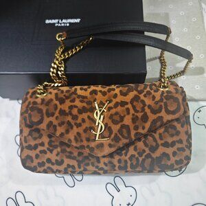 Saint Laurent Leopard Print Corduroy Chain Bag
